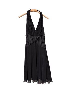 Cache Luxe Black Cocktail Dress V-neck Halter Flowy A-line / Fit & Flare Dress